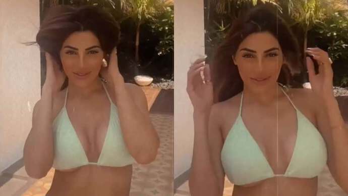 Nikki Tamboli looks sizzling hot in green bikini top, video goes viral