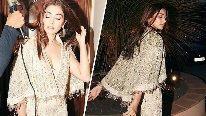 Pooja Hegde Looks Bombshell in Beige Embellished Cape Jacket-Pants at Cannes 2022, See Drool Worthy Pics