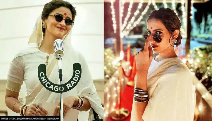 Actress Niharika Konidela Recreates Alia Bhatt’s Look From Gangubai Kathiawadi For Costume Party