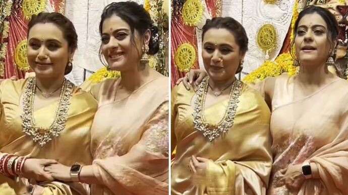Durga Puja 2022: Kajol & Rani Mukerji Make Heads Turn in Their Traditional Saree Looks; Watch