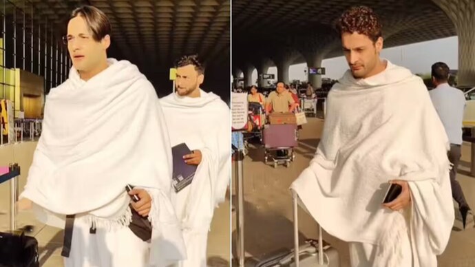 Asim Riaz and Umar Riaz leave for Mecca before Eid; get trolled for wearing Ihram at the airport