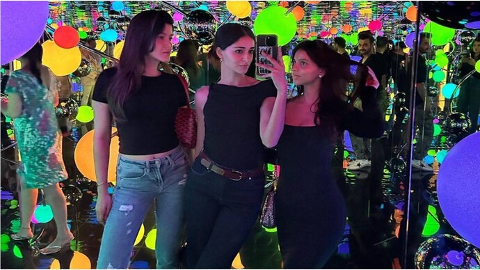 Ananya Panday, Suhana Khan, & Shanaya Kapoor twin in black as they step out for fun time at art exhibition