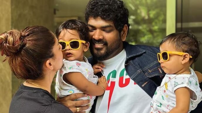 Nayanthara shares endearing photos of her twins reuniting with Vignesh Shivan after he returns from a work-trip