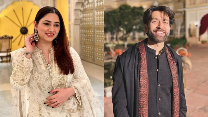Disha Parmar dazzles in saree at Anant Ambani-Radhika’s reception; don’t miss Nakuul Mehta’s witty reaction