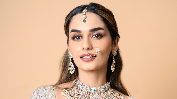 Manushi Chhillar radiates elegance & charm in a beautiful Falguni Shane Peacock lehenga, & stunning jewelry