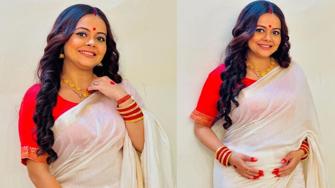 Actress Devoleena Bhattacharjee posts pics in Bengali look, flaunting baby bump