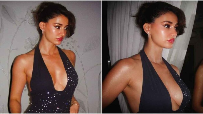 Disha Patani in a bold black gown with halter neckline will inspire you to shine on your next date night