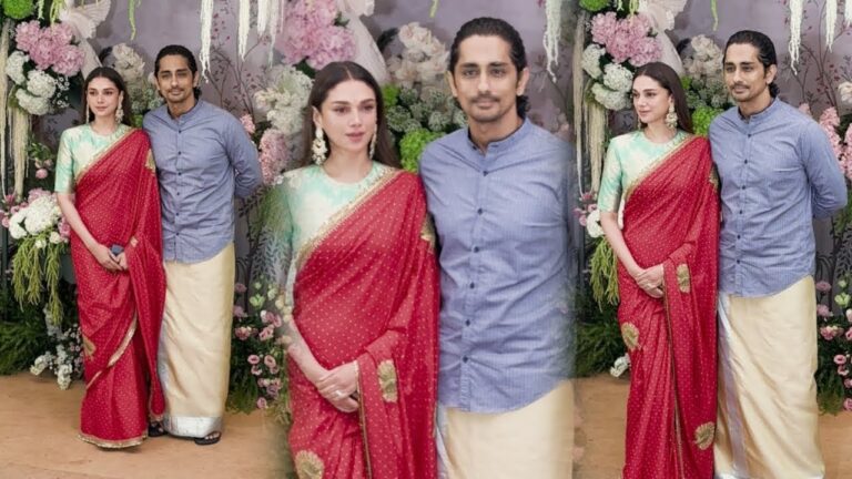 Aditi Rao Hydari With Husband Siddharth Looks Beautiful At An Engagement Party
