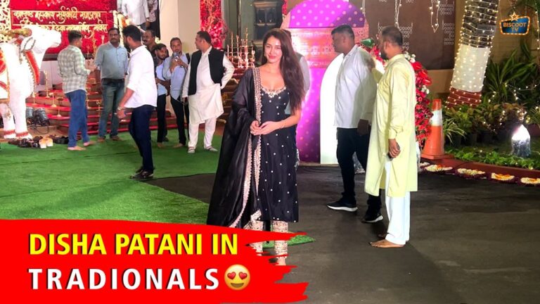 Disha Patani looks Stunning in her Black Traditional Kurta Arrive to Seek Blessings from Bappa