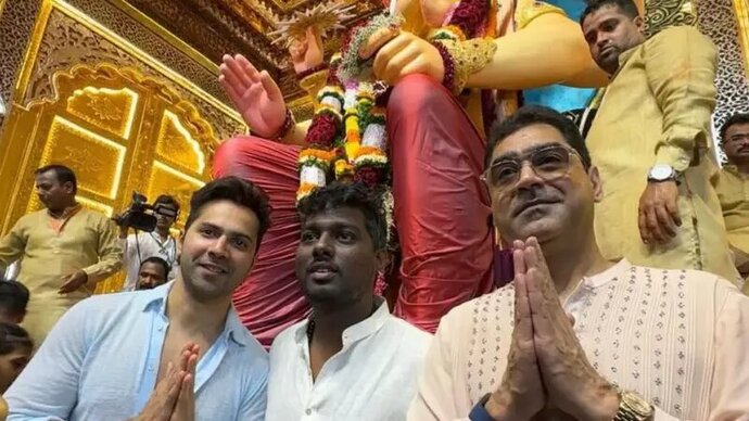 Varun Dhawan Visits Lalbaugcha Raja With Baby John Team, Atlee, Murad Khetani