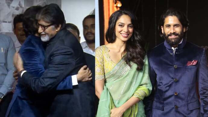 Naga Chaitanya touches Big B’s feet as a mark of respect at ANR National Awards