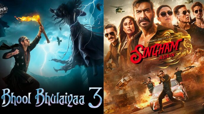 Bhool Bhulaiyaa 3 vs Singham Again box office battle day 2: Ajay’s film earns Rs 85 cr, Kartik’s film mints Rs 72 cr