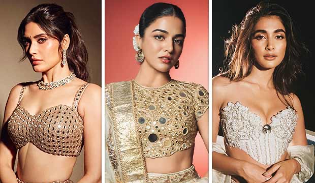 Shimmer is the new trend this Diwali as Karishma Tanna, Rasha Thadani, Pooja Hegde & Wamiqa Gabbi nailed their unique lehenga