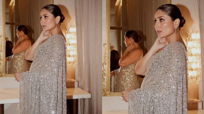 Kareena Kapoor surely doesn’t need extra shine as her Sabyasachi sequined saree is enough to spot Bebo from miles away