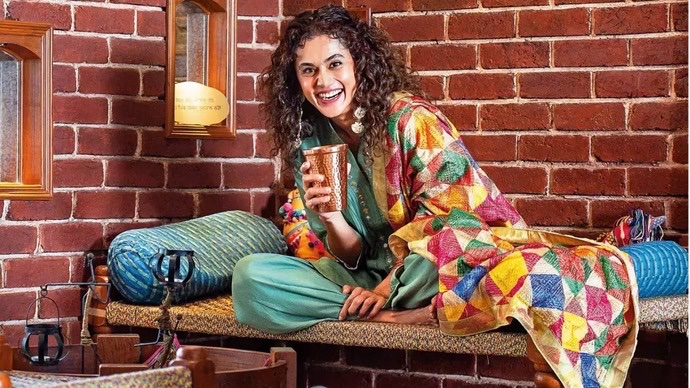 Actress Taapsee Pannu celebrates Lohri on sets of Gandhari