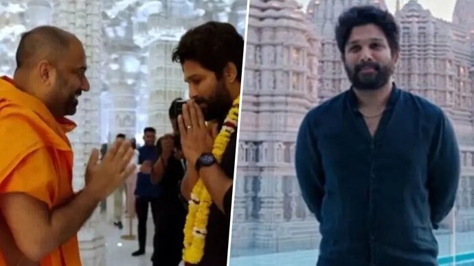 Pushpa 2 Star Allu Arjun Seeks Blessings At BAPS Hindu Mandir In Abu Dhabi, Video Goes Viral