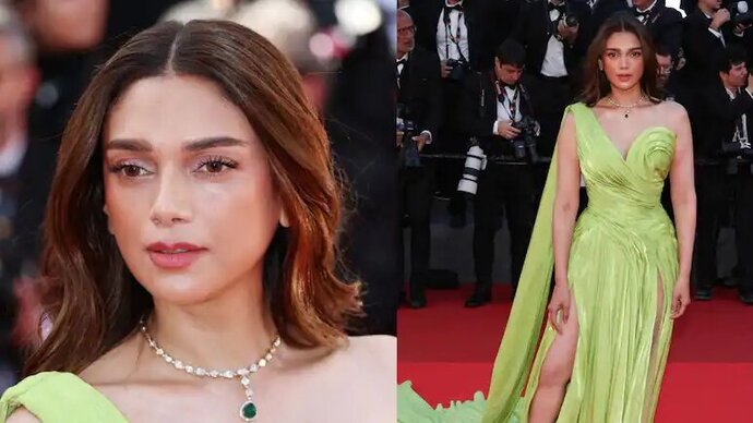 Actress Aditi Rao Hydari Serves High Glam In A Green Thigh-Slit Gown At Cannes